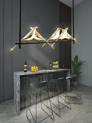 Modern aluminium alloy wall chandelier with adjustable height, shown in single and double-head size options.