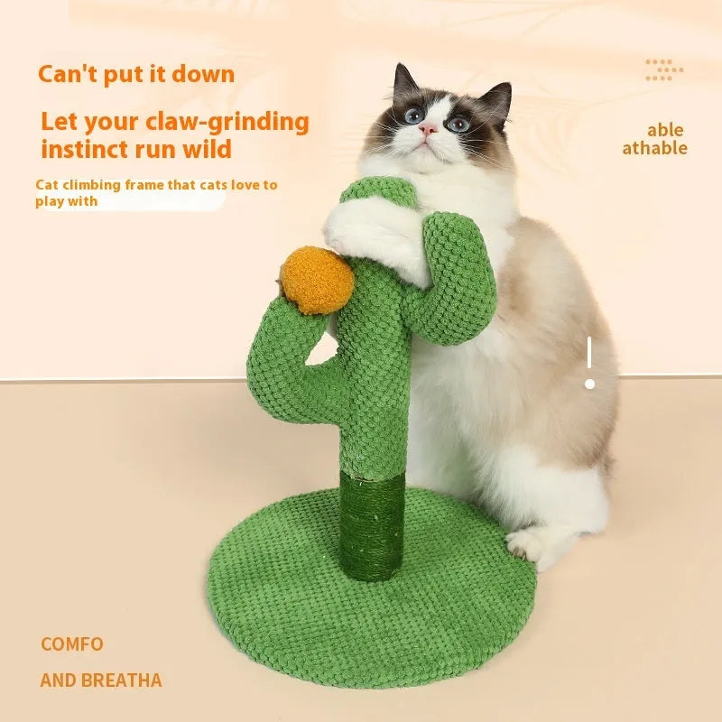 Masson Cactus design cat scratch board and climbing frame with sisal scratching surfaces.