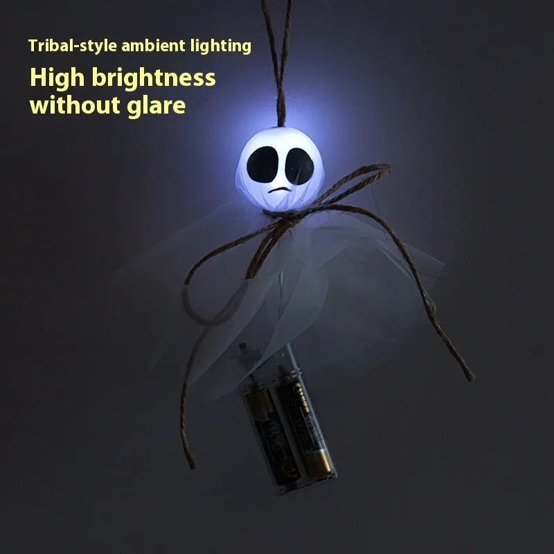 Halloween ghost LED lighting chain with battery box and multiple colour options for haunted displays