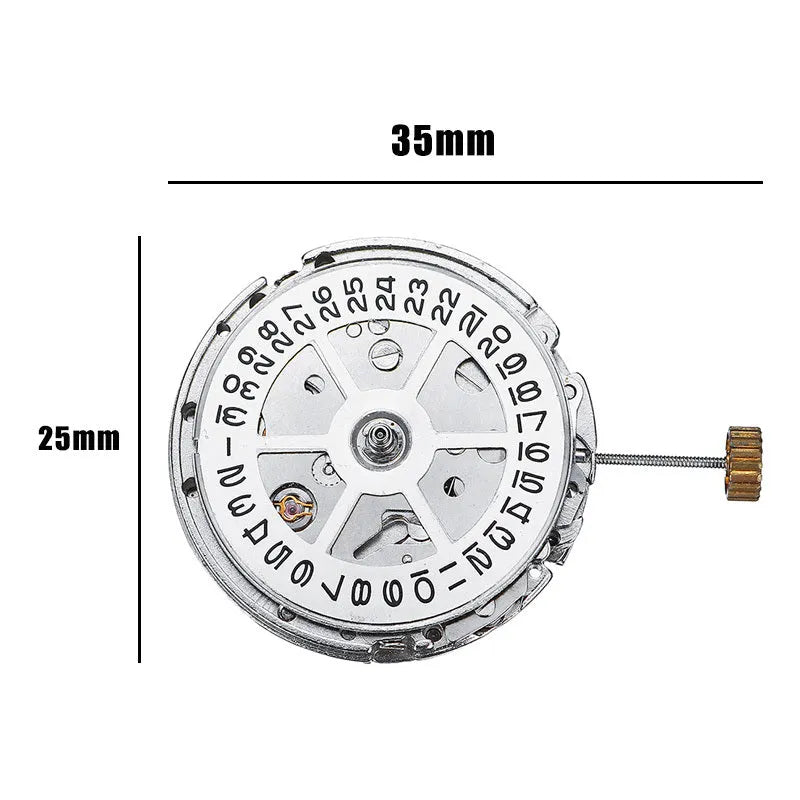 8215 automatic movement replacement in silver stainless steel 25mm diameter