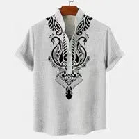 Men's striped casual shirt with personalised buttons in a loose fit.