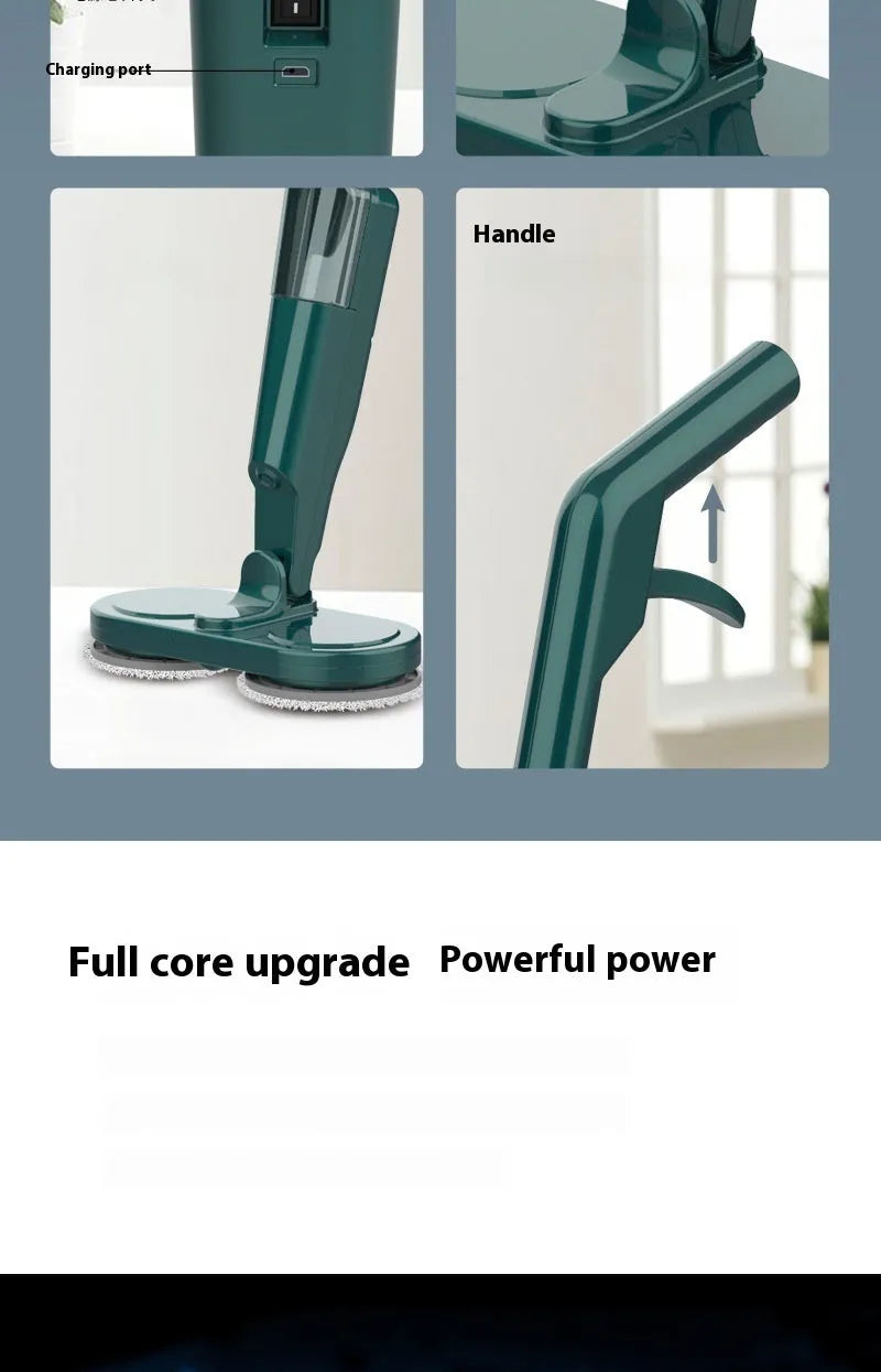 Wireless sweeping and mopping machine in S5 Green colour with USB charging cable