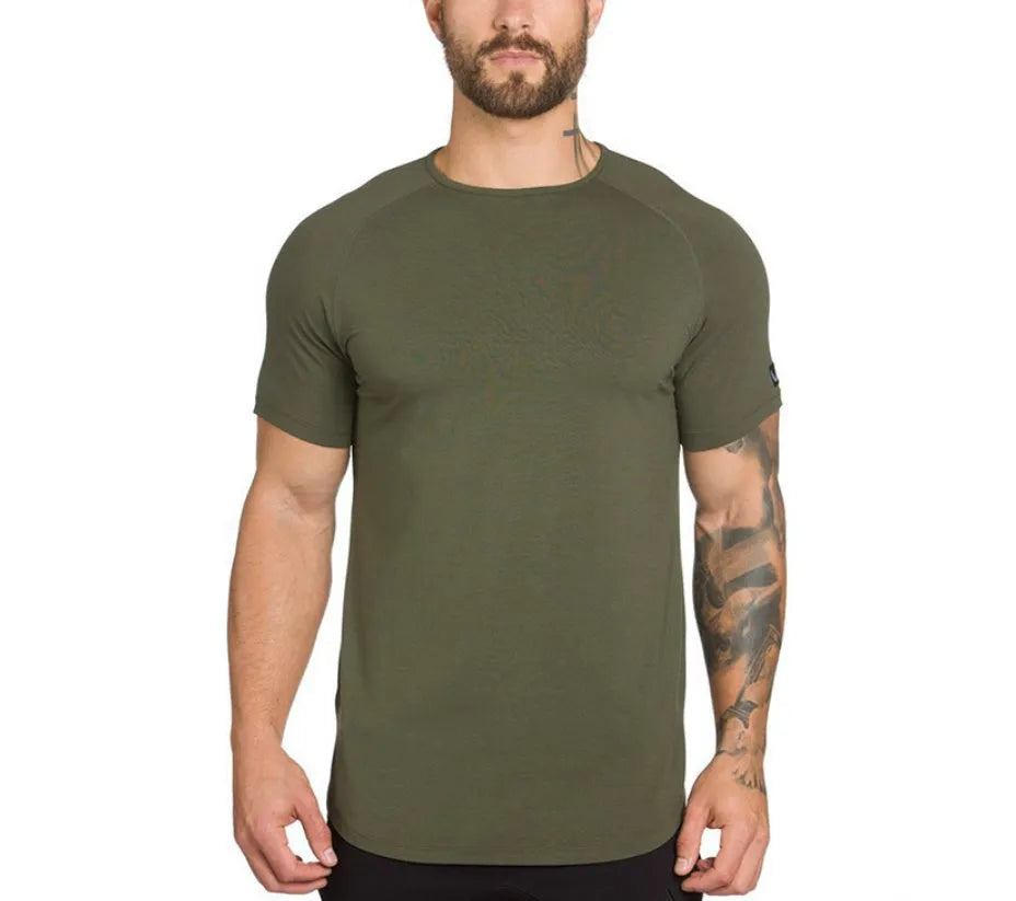 Mens plain cotton gym t-shirt in Army Green colour for fitness workouts