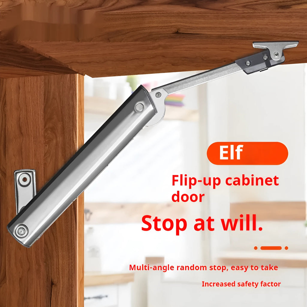 Cold rolled steel adjustable support rod for flap-up cabinet doors in natural stainless steel colour