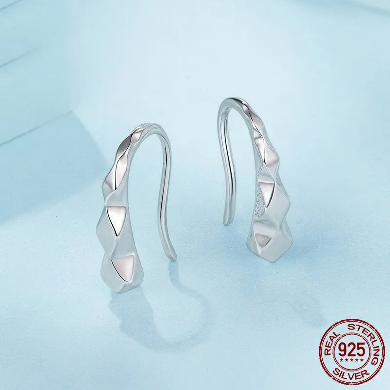 S925 sterling silver rhombus earrings with diamond plaid geometric design in SCE1968 colour