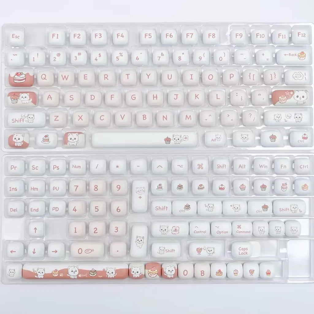 Dessert cat MOG round mechanical keyboard key cap set with sublimation printed cartoon cute artwork