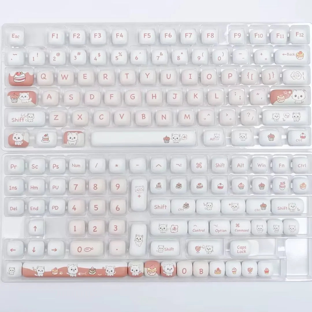 Dessert cat MOG round mechanical keyboard key cap set with sublimation printed cartoon cute artwork