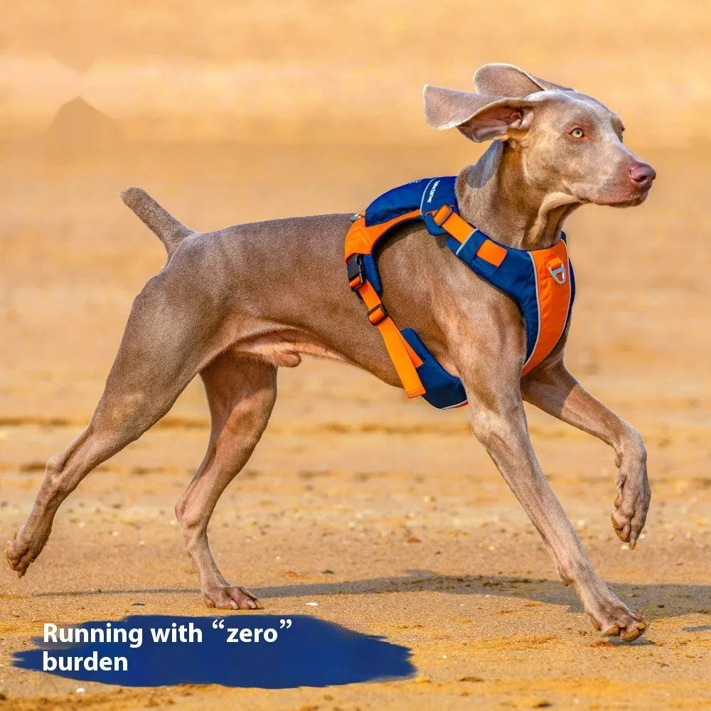 Orange blue and yellow brown nylon dog vest harness for chest strap control