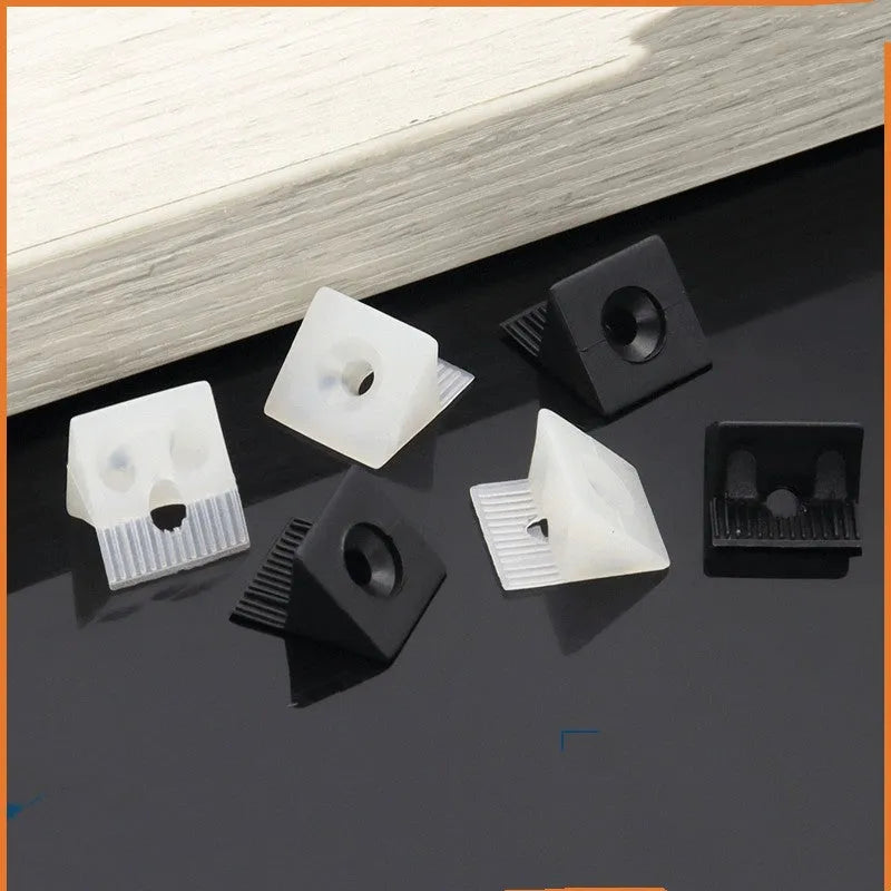 White plastic back plate buckle for wardrobe and cabinet panel support with screw