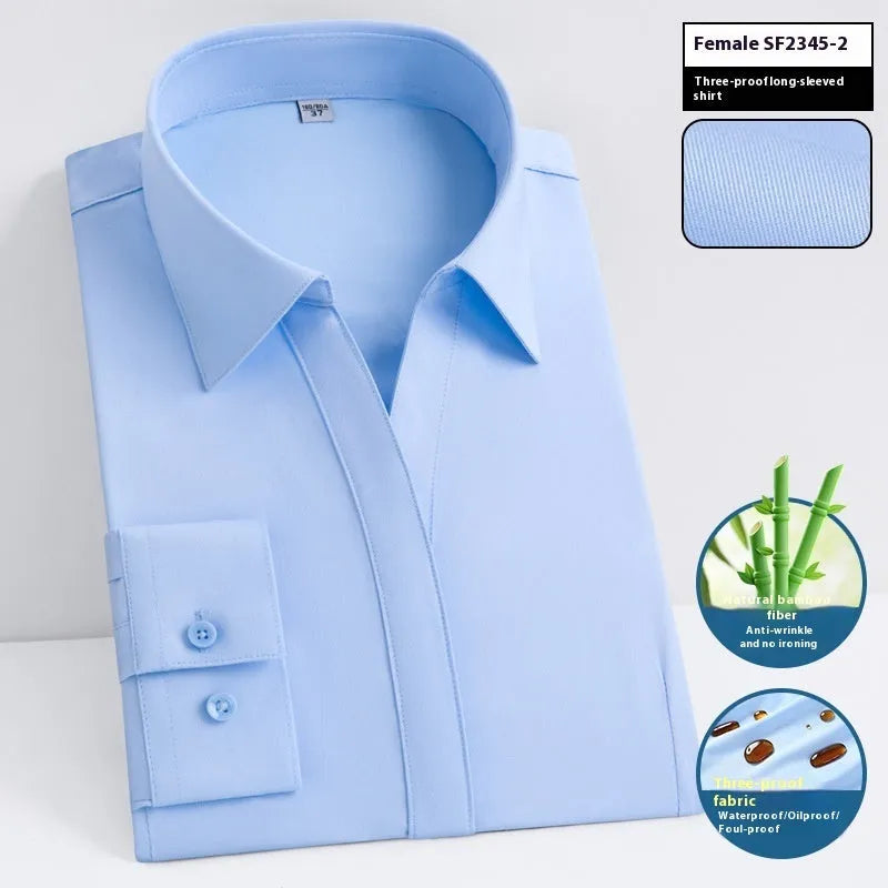 Men's slim fit long sleeve bamboo fibre shirt in solid colour with square collar