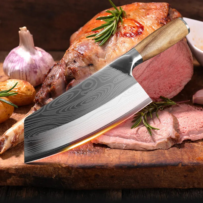 40cr13 stainless steel kitchen knife with 320mm length and forged blade construction