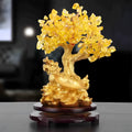 Citrine coloured Chinese style small water turtle money tree resin decorative ornament