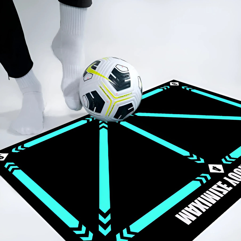 Rubber football training mat in cushion colour for indoor skill practice and foot basket row movement drills