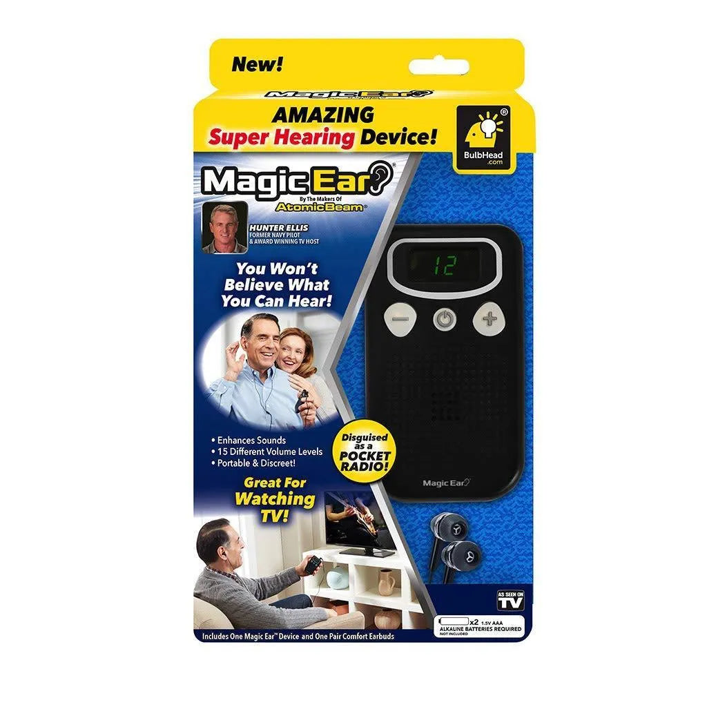 Handheld digital display hearing aid booster in brilliant colour with personal voice enhancement.