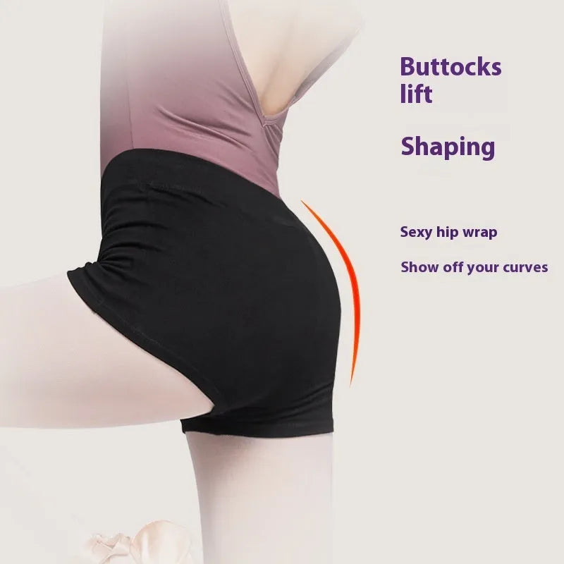 Black cotton women's dance practice shorts for fitness and ballet