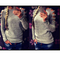 Women's white cotton rabbit fur crochet pullover shirt with hollow-out design and round neck