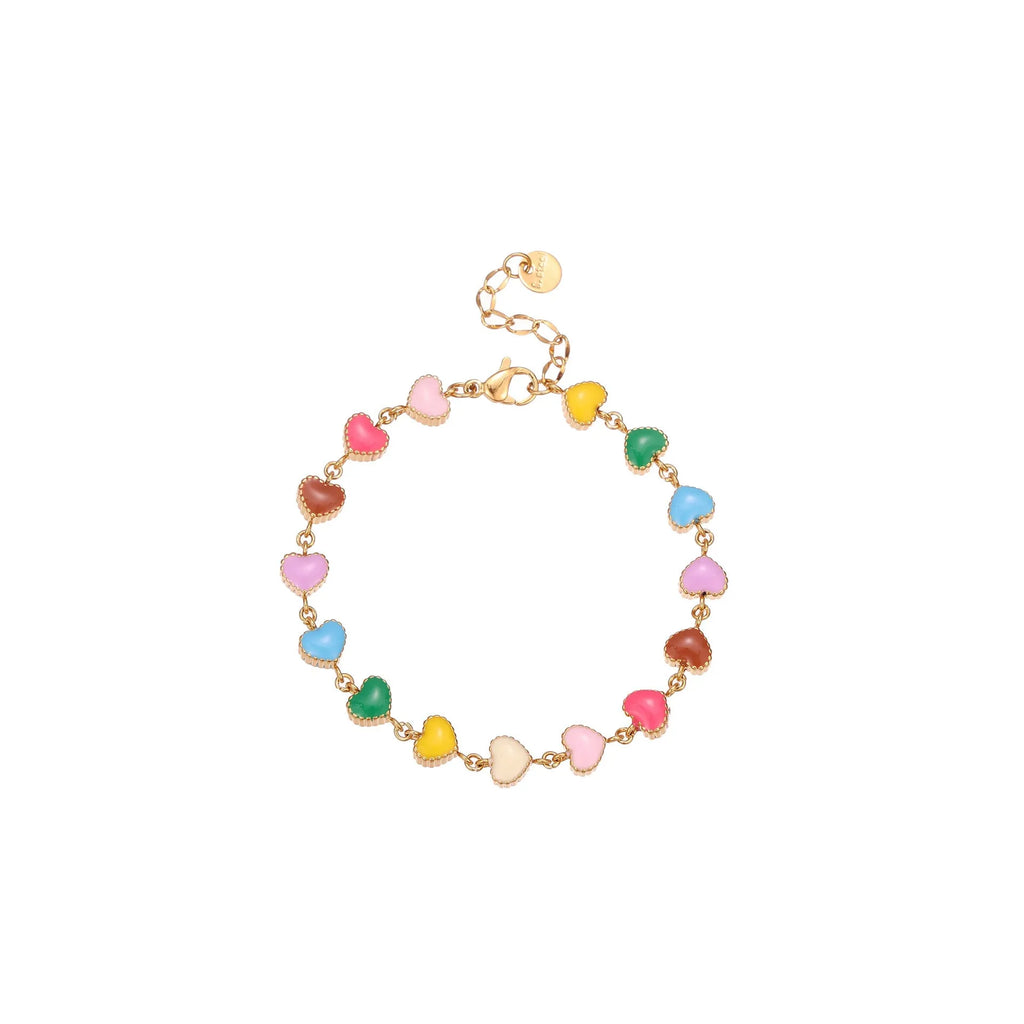 Gold or silver colour love heart-shaped titanium steel bracelet for women's fashion jewellery