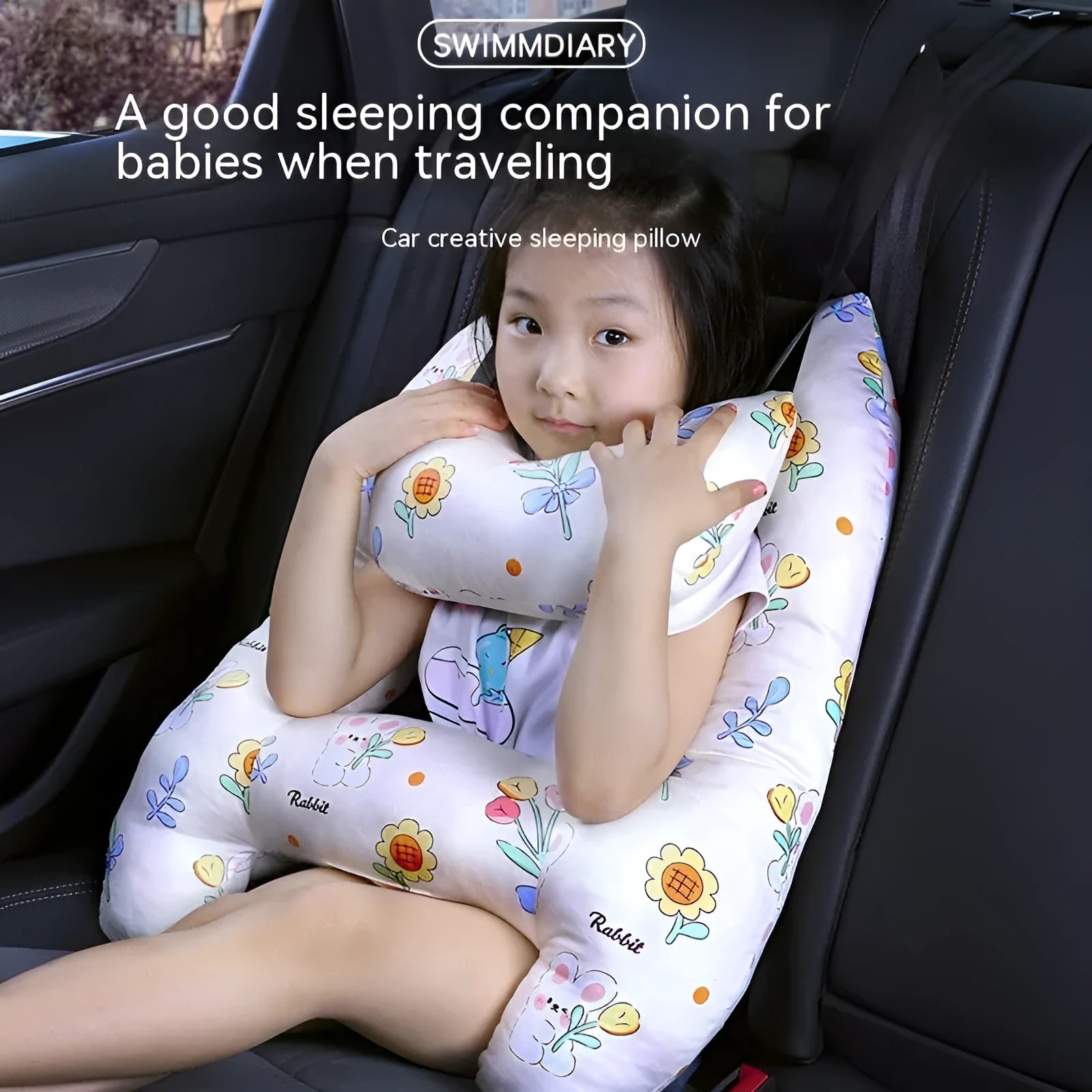 55x70cm automotive car sleeping pillow with floral skirt rabbit print design
