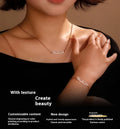 Stainless steel digital bracelet and necklace with diamond-set numbers in gold, rose gold, and steel finishes.