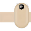 USB rechargeable mini hand warmer and power bank in rose gold, showing compact size and modern design.