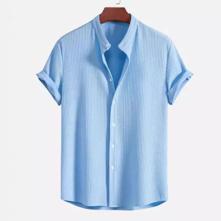 Men's loose fit short sleeve polyester summer shirt in multiple colour options