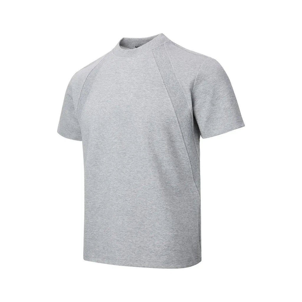 Loose fit short sleeve top with air layer stitching detail in black, grey, or white.