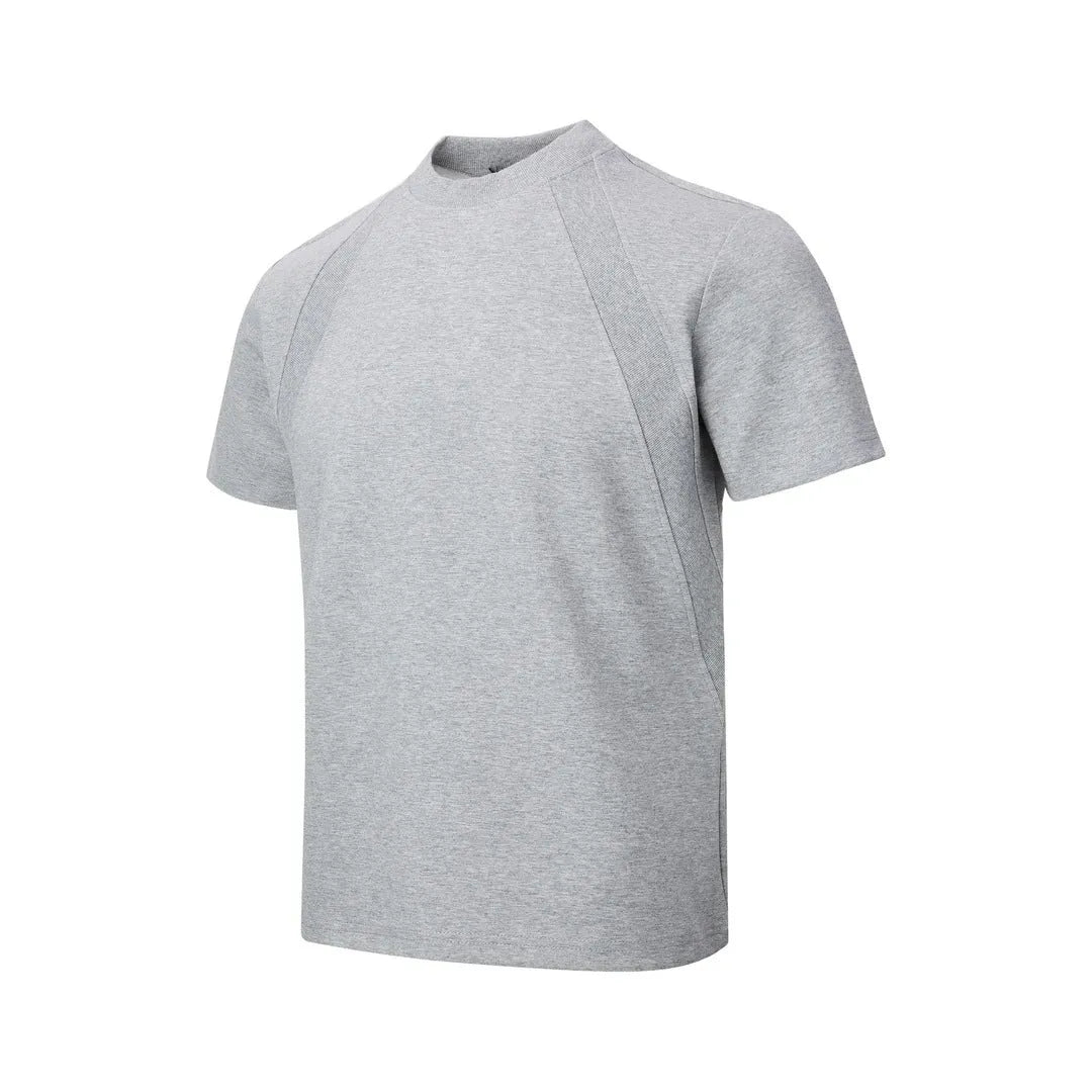 Loose fit short sleeve top with air layer stitching detail in black, grey, or white.