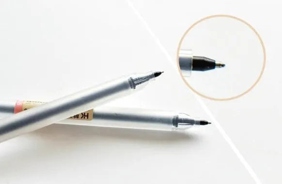 Muji 12-piece gel pen set with 0.5mm fine tips and ink prevention mechanism.