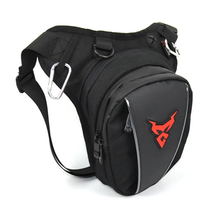 0105MC motorcycle thigh bag in choice of colours, showing adjustable straps and 1200D Oxford fabric.