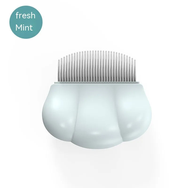 Dog grooming comb plastic hair removal comb with round teeth and anti-slip handle in cream white
