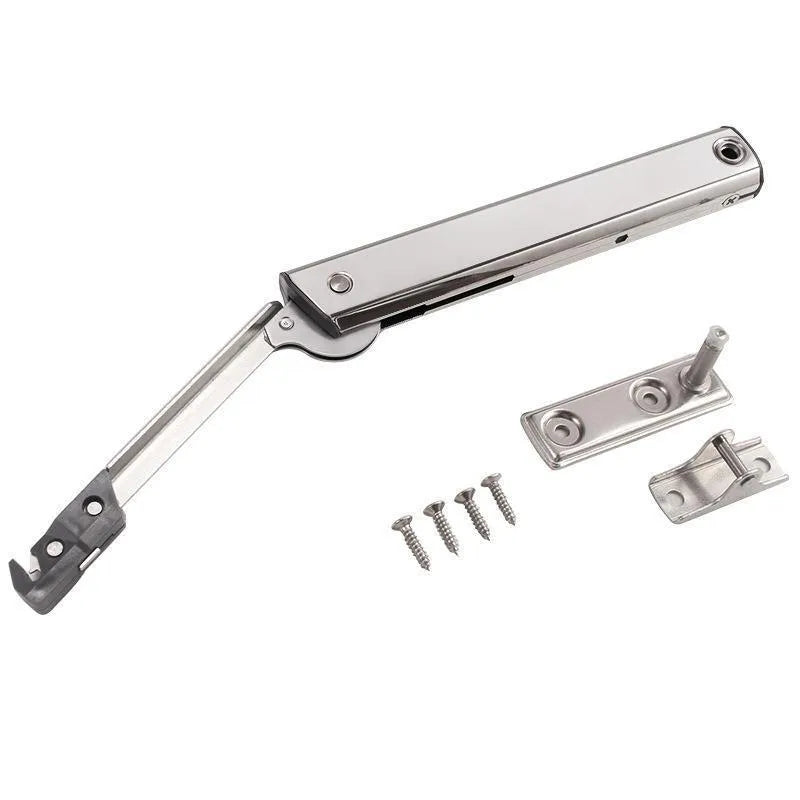 Cold rolled steel adjustable support rod for flap-up cabinet doors in natural stainless steel colour