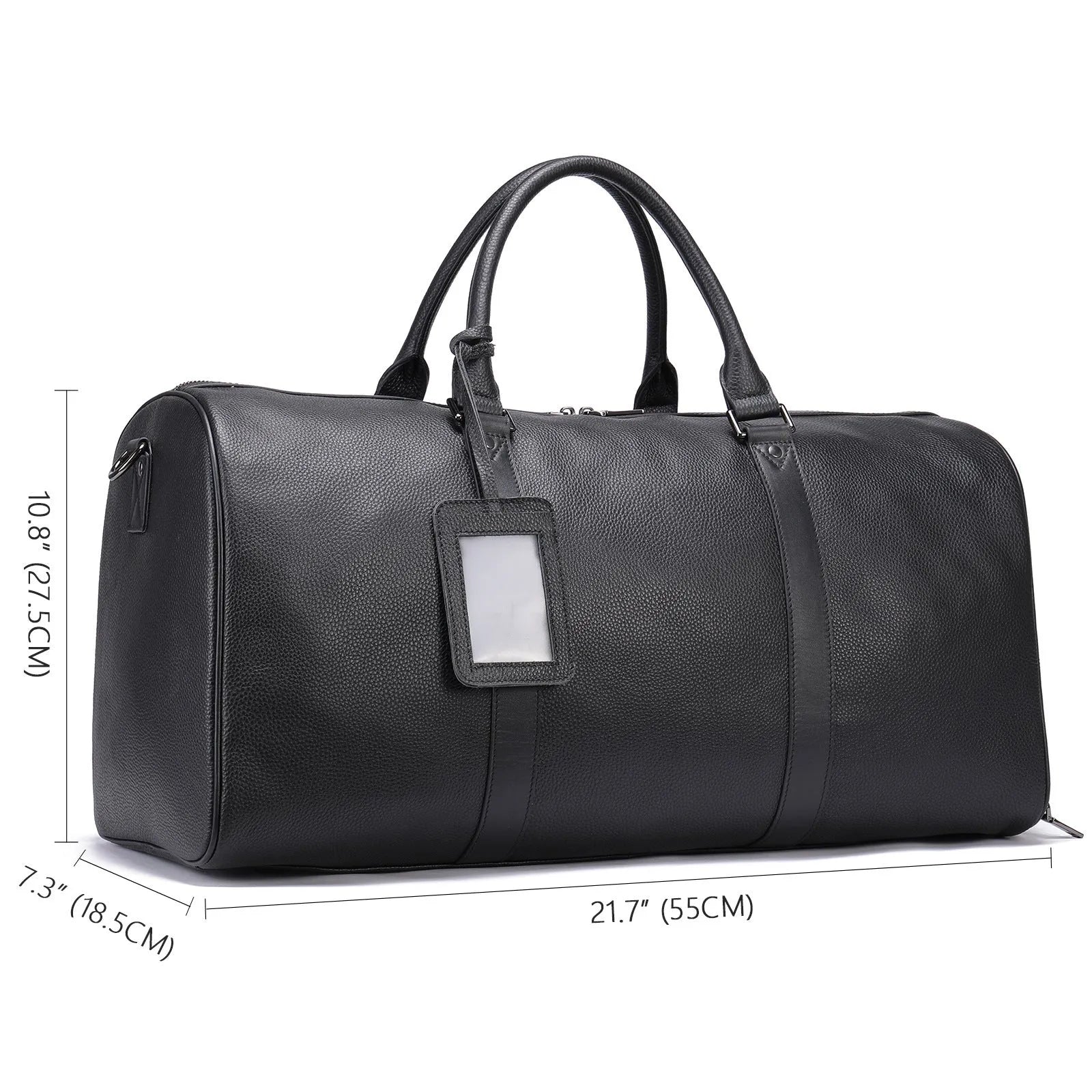 Men's leather excursion tote bag in black or coffee colour with single shoulder strap