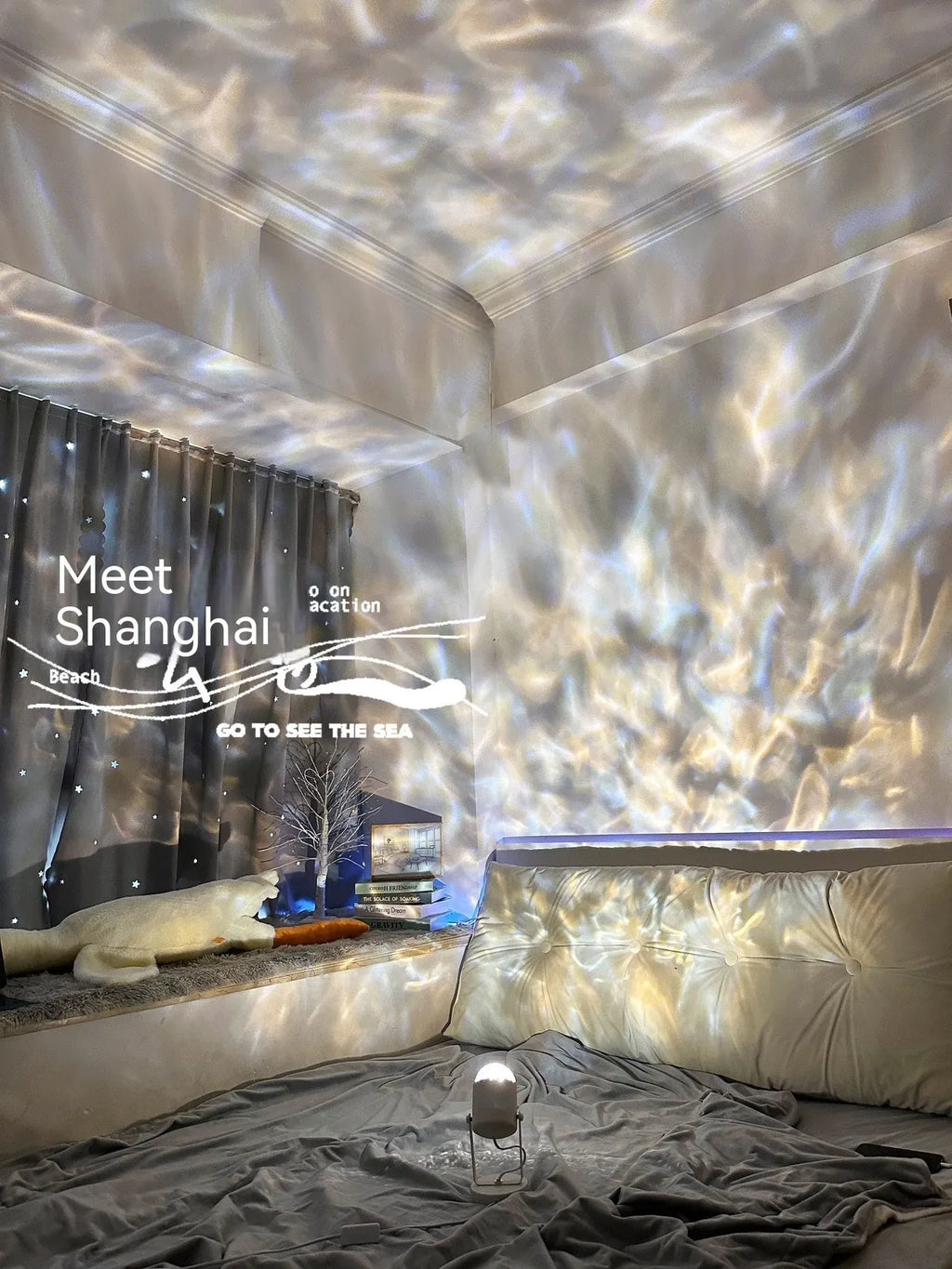 Dynamic water ripple ambience light table lamp with ceiling and desktop mounting styles