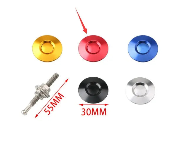 30mm aluminium engine cover lock in multiple colours with 55mm screw for vehicle panel fastening