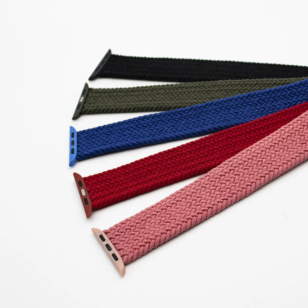 Nylon woven Apple Watch strap with plastic connector head in multiple colour options