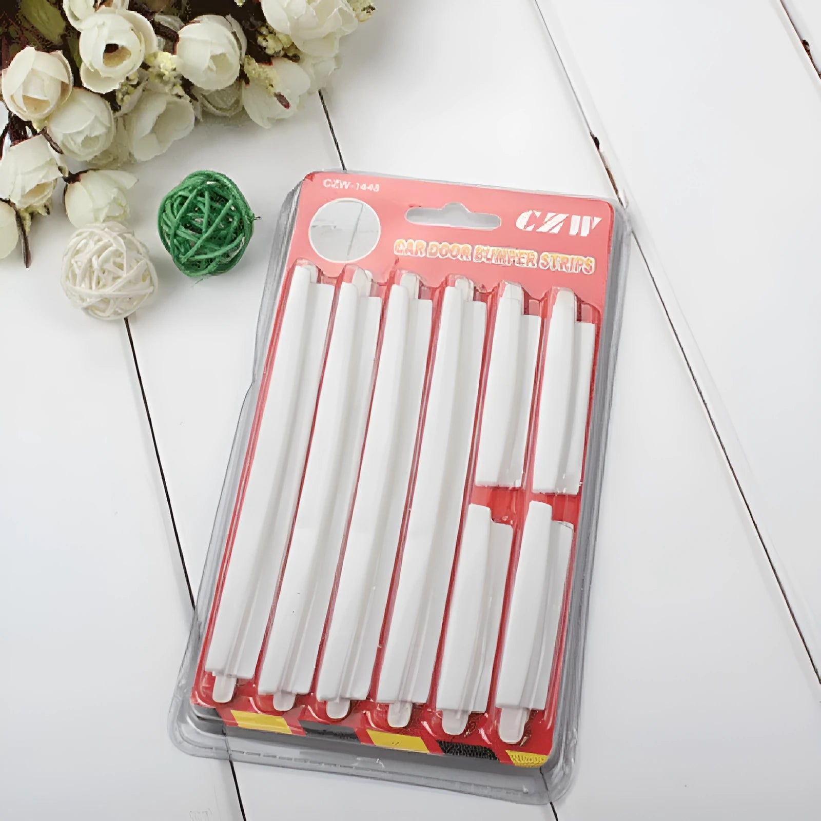 White plastic car door edge anti-collision strip for vehicle protection