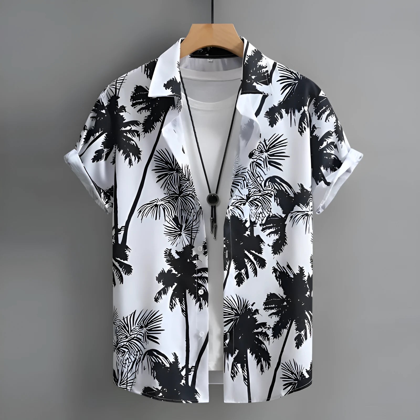 Hawaiian men's short-sleeved shirt with 3D printed floral pattern in regular fit