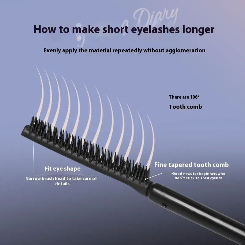 Long curling mascara tube in black or brown colour for long-lasting definition.