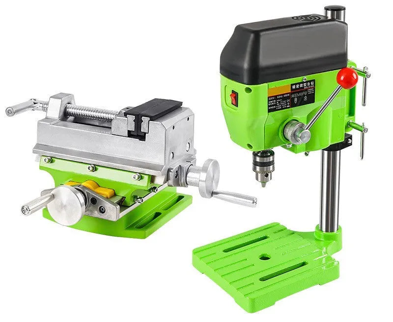 Bench-mounted drilling and milling machine with bench pliers for workshop use