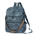 Retro college backpack with curved shoulder straps in six colour options including black, blue, and yellow apricot