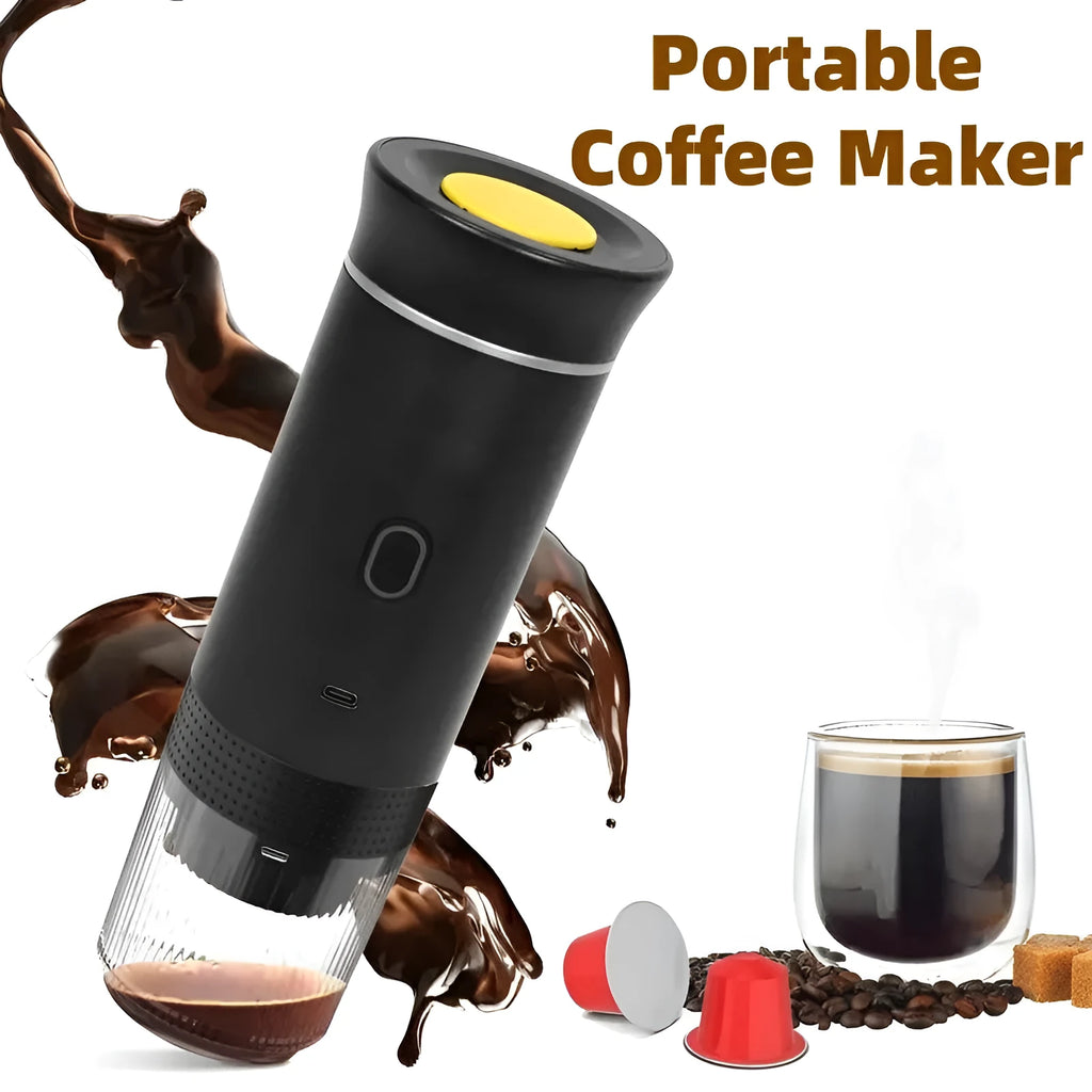 White portable 3-in-1 espresso machine 60ml with Type-C charging and capsule compartment