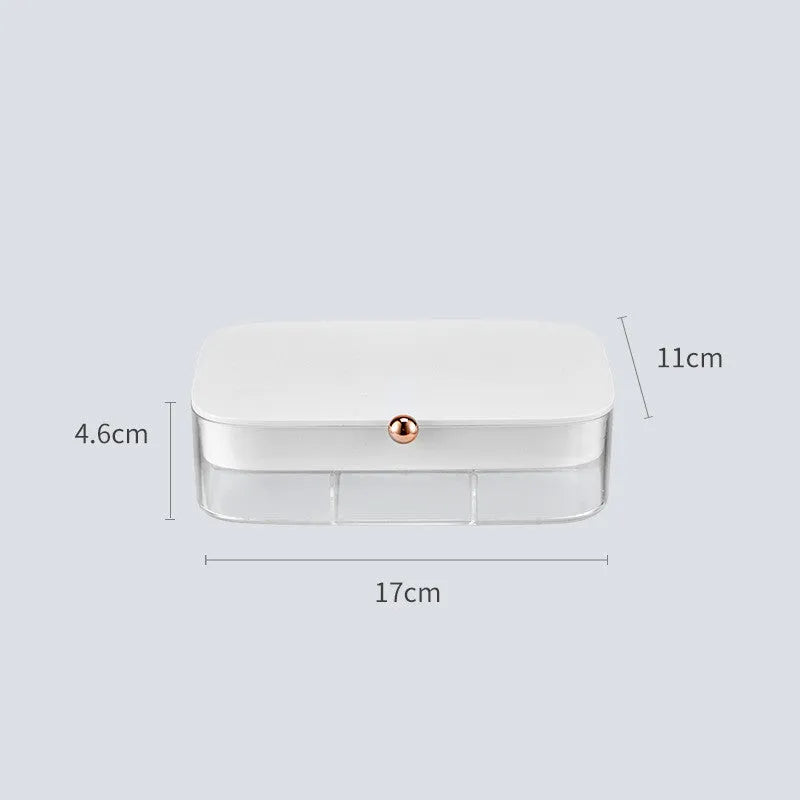 Multi-layer jewellery storage box in modern minimalist design with 17x11x4.6cm dimensions