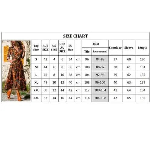 Women's vintage printed chiffon dress with V-neck collar and A-line skirt in black blue.