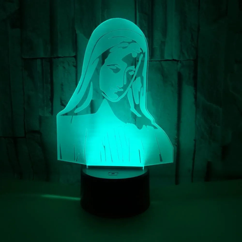 3D LED night light with colourful changing light and laser engraved acrylic plate on ABS base