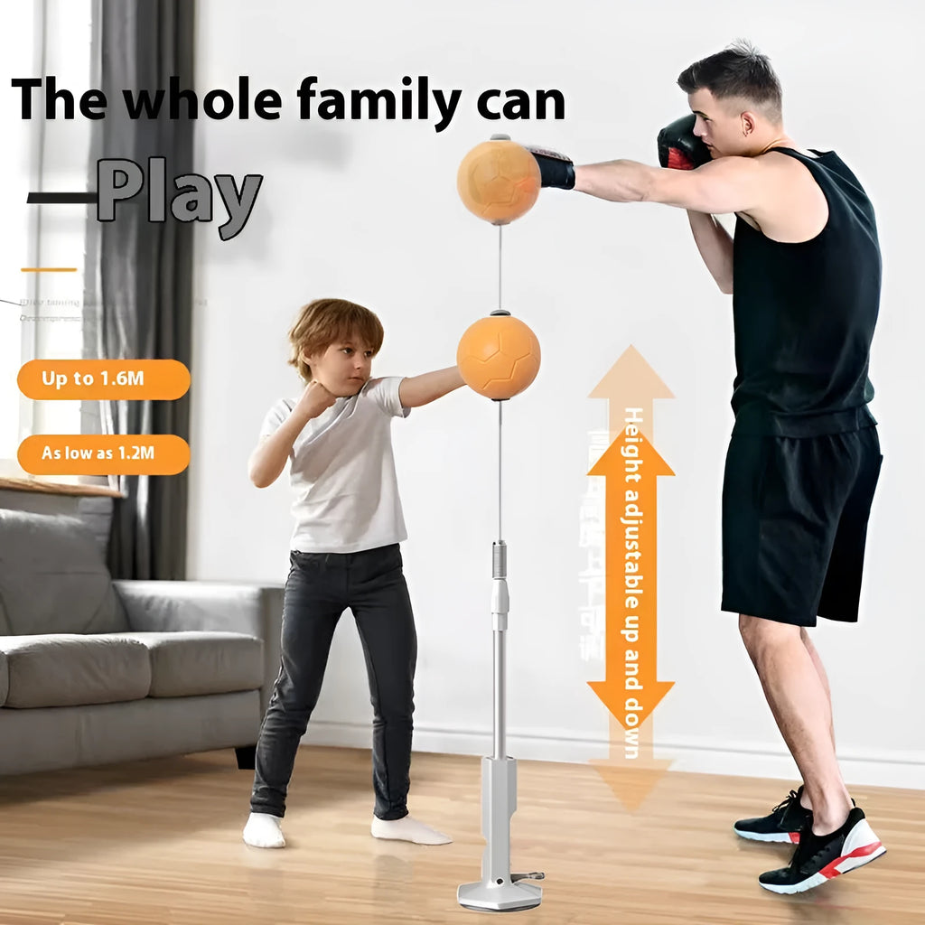 Vertical floor-standing boxing reaction speed ball punching mitts in orange and grey colours