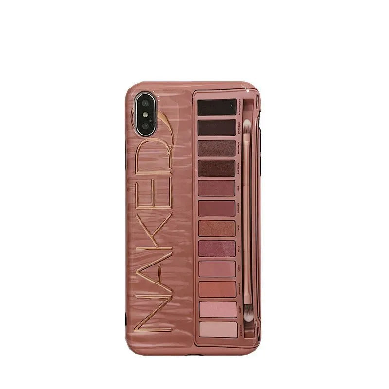 Silicone iPhone case with eye shadow pattern in flesh and grey colours.