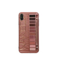 Silicone iPhone case with eye shadow pattern in flesh and grey colours.