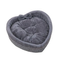 Heart-shaped soft cloth pet bed in grey and pink sizes M L XL for cats and dogs