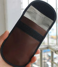 Black microfiber Faraday cage bag measuring 13.5x9.5 cm for blocking car key and RFID signals