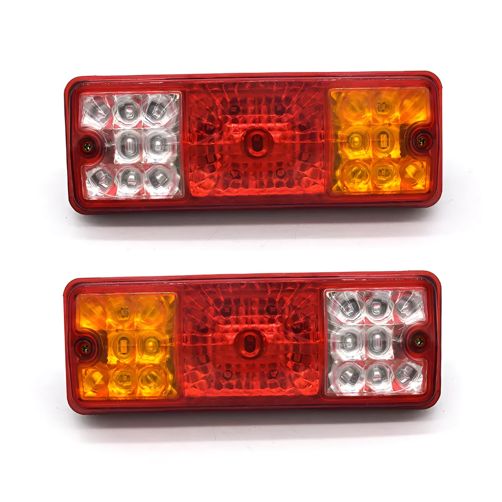 Black semi-closed taillight for electric tricycle, 200mm wide by 70mm high.